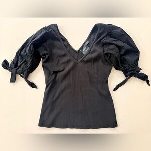 Maeve Anthropologie Black Puff Sleeve shirt